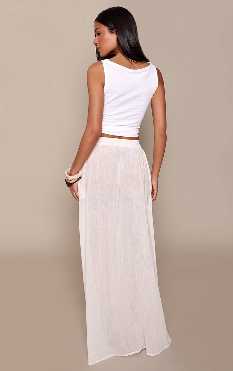 Blanc Jupe Longue Maxi En Gaze De Coton Avec Taille Élastiquée Pour Grandes Tailles