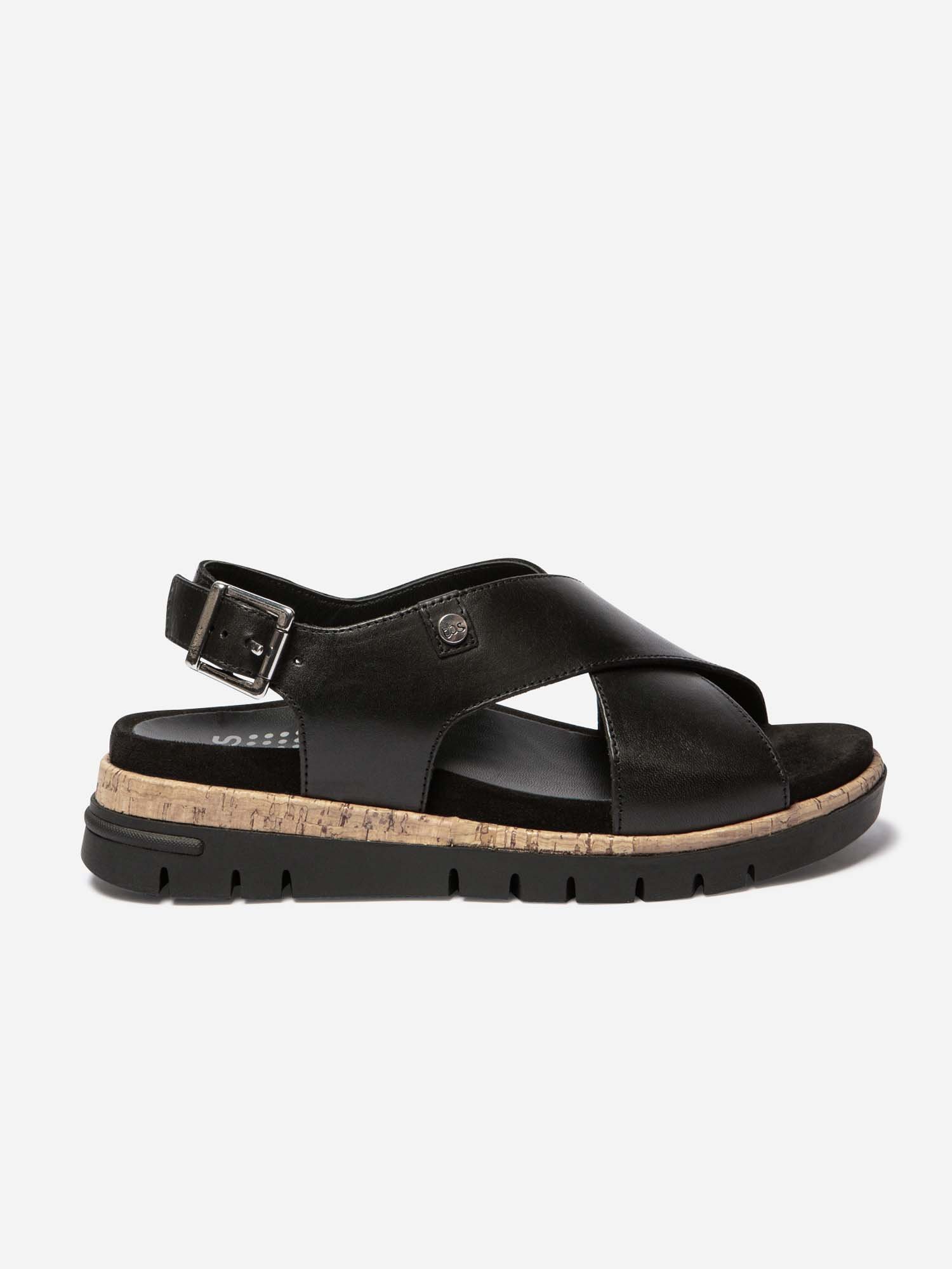 Sandales Femme Semelle Mi-Haute Cuir Noir