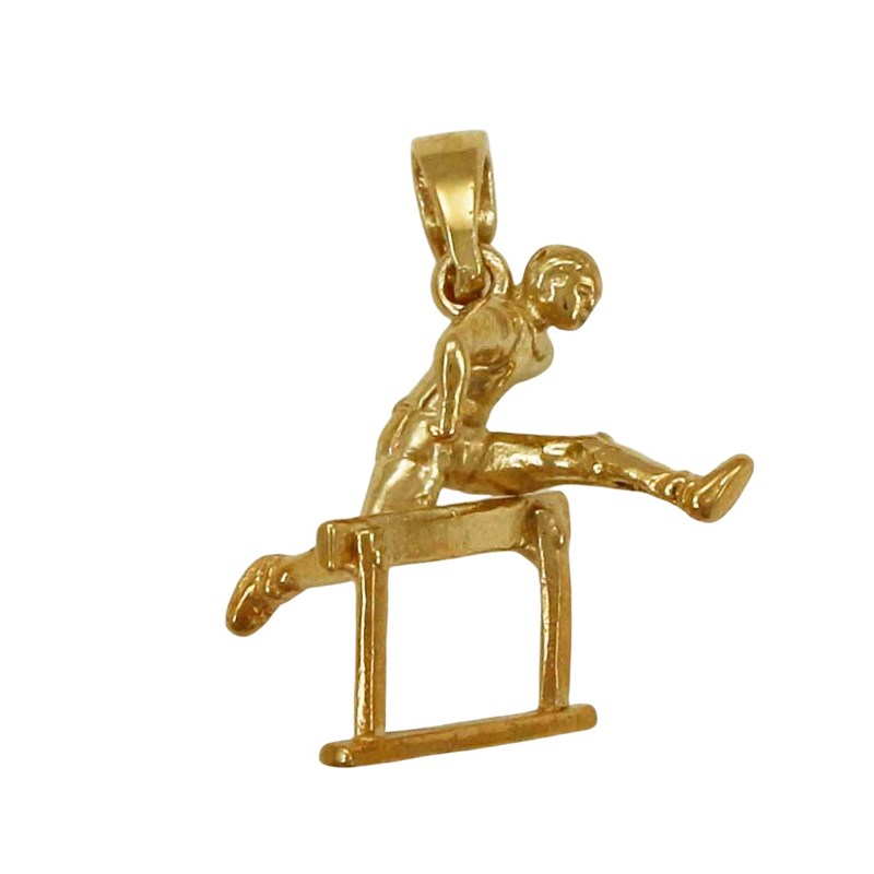 Pendentif athlétisme course de haies - Plaqué or