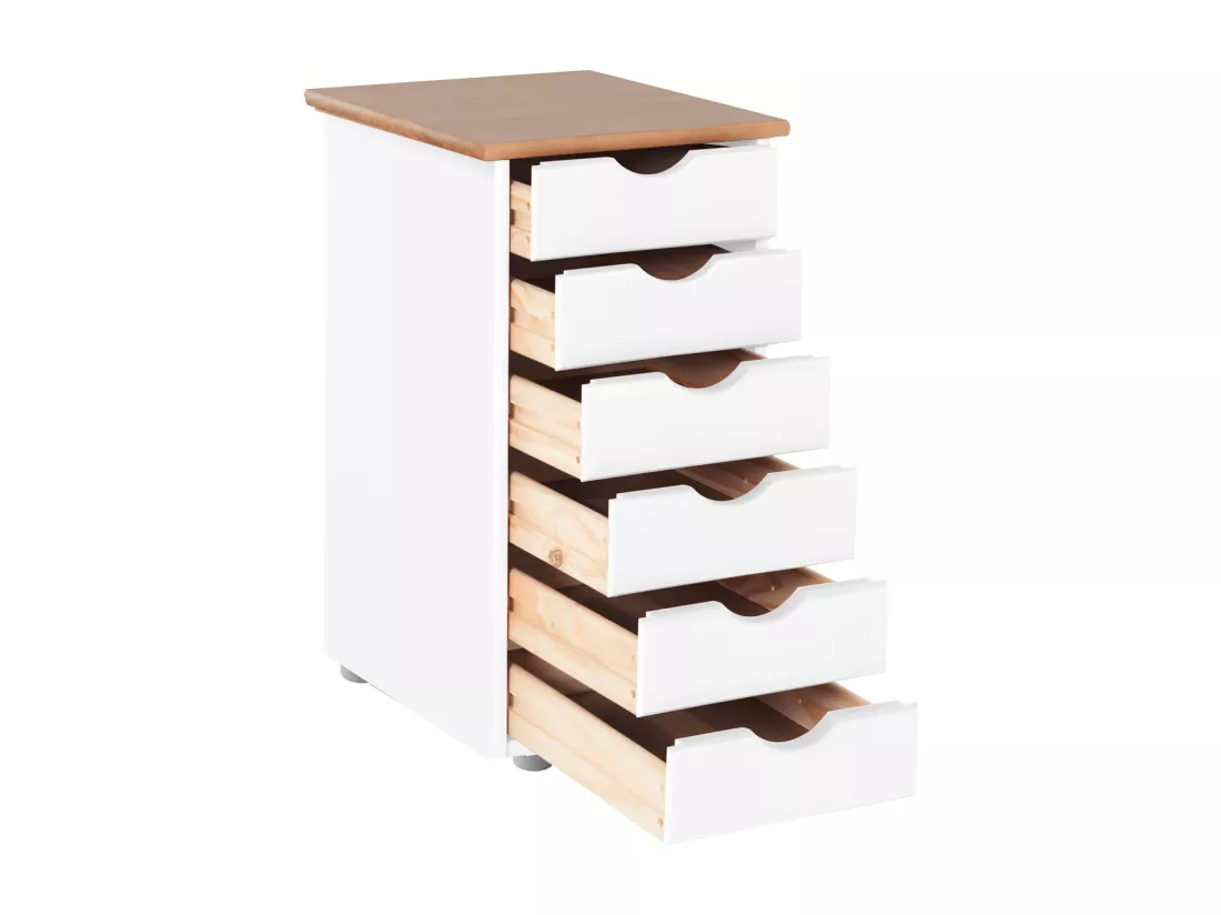Gava | Commode à 6 tiroirs en pin blanc et nature