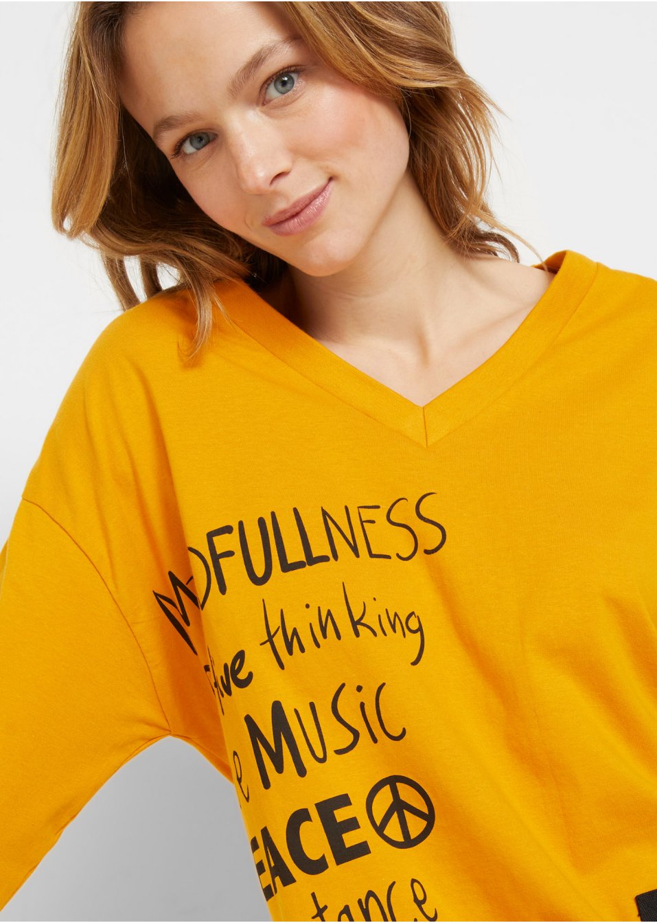 T-shirt oversize, manches 3/4
