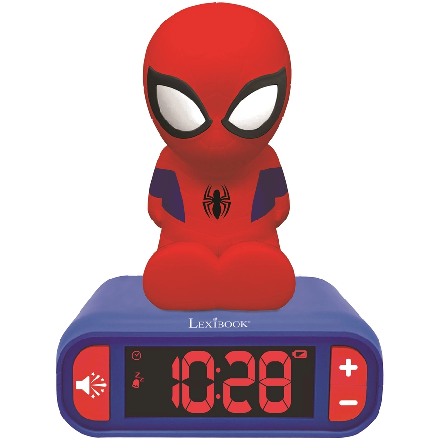 LEXIBOOK Spider-Man Wecker mit 3D Nachtlicht-Figur