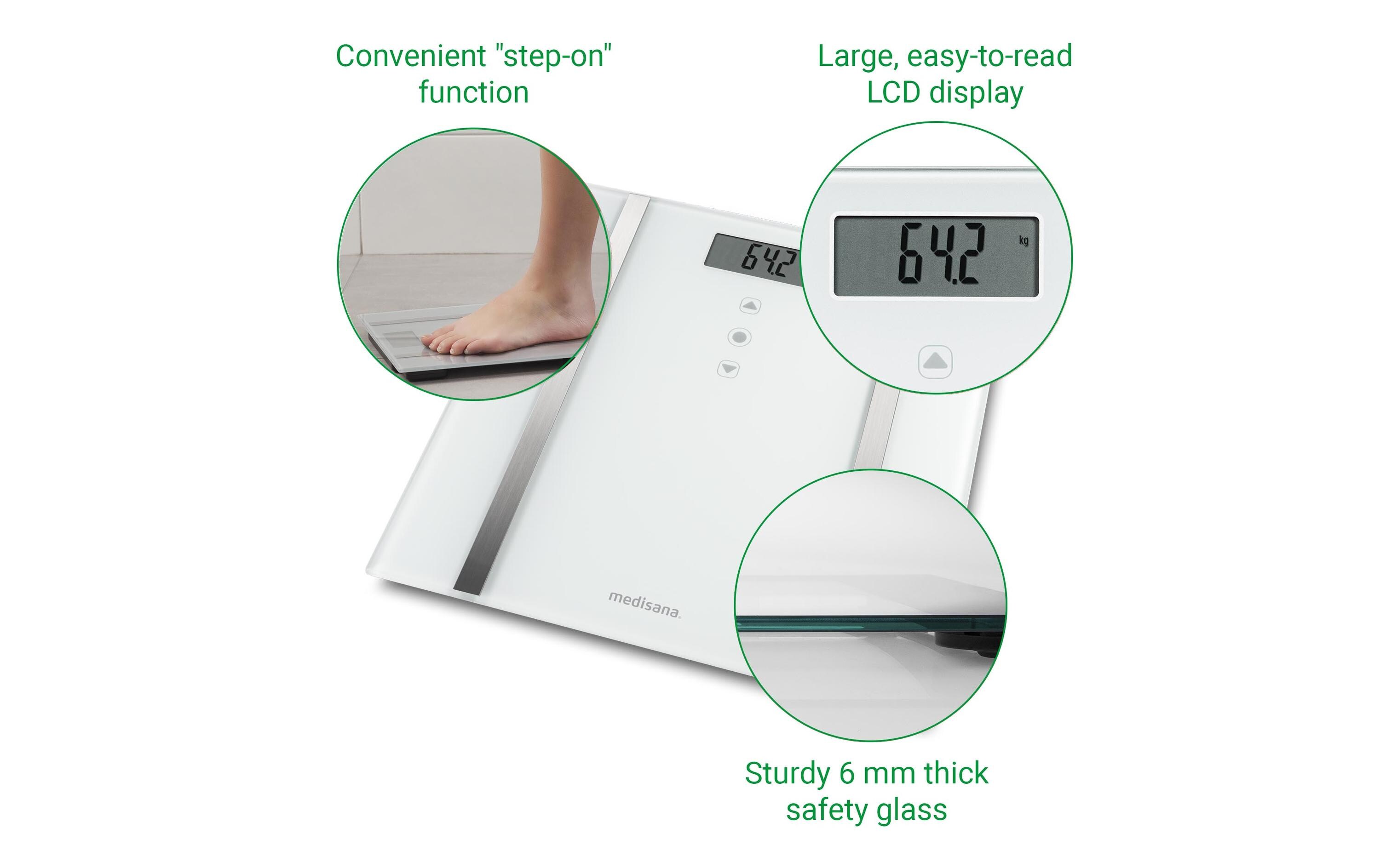 Personenwaage BS 483 WeissPersonenwaage mit Sensor-Touch, BMI und BMR