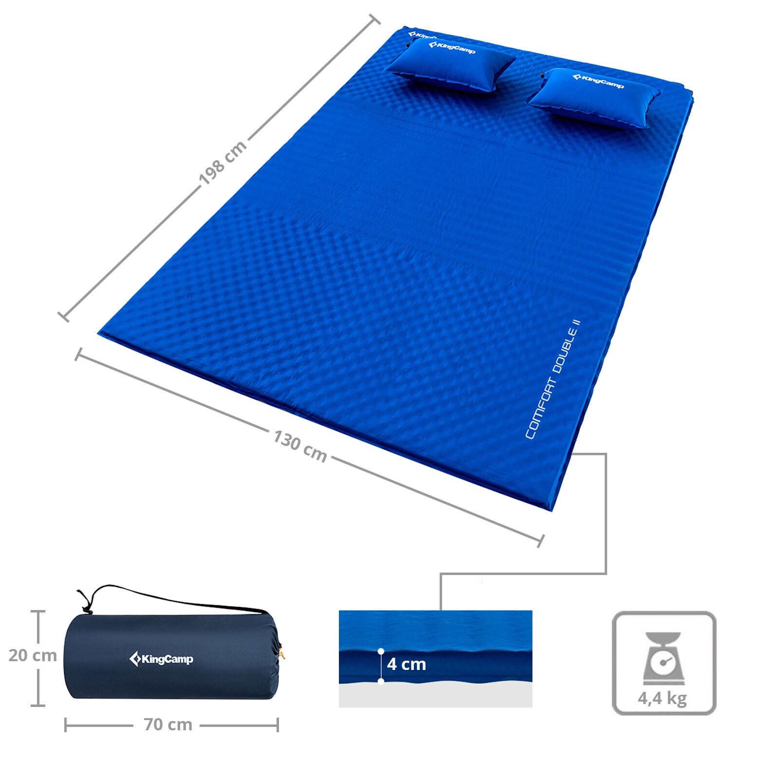 KINGCAMP 2 Personen Isomatte Comfort Double II Camping Doppel Luft Bett Matratze Farbe: Royal Blue