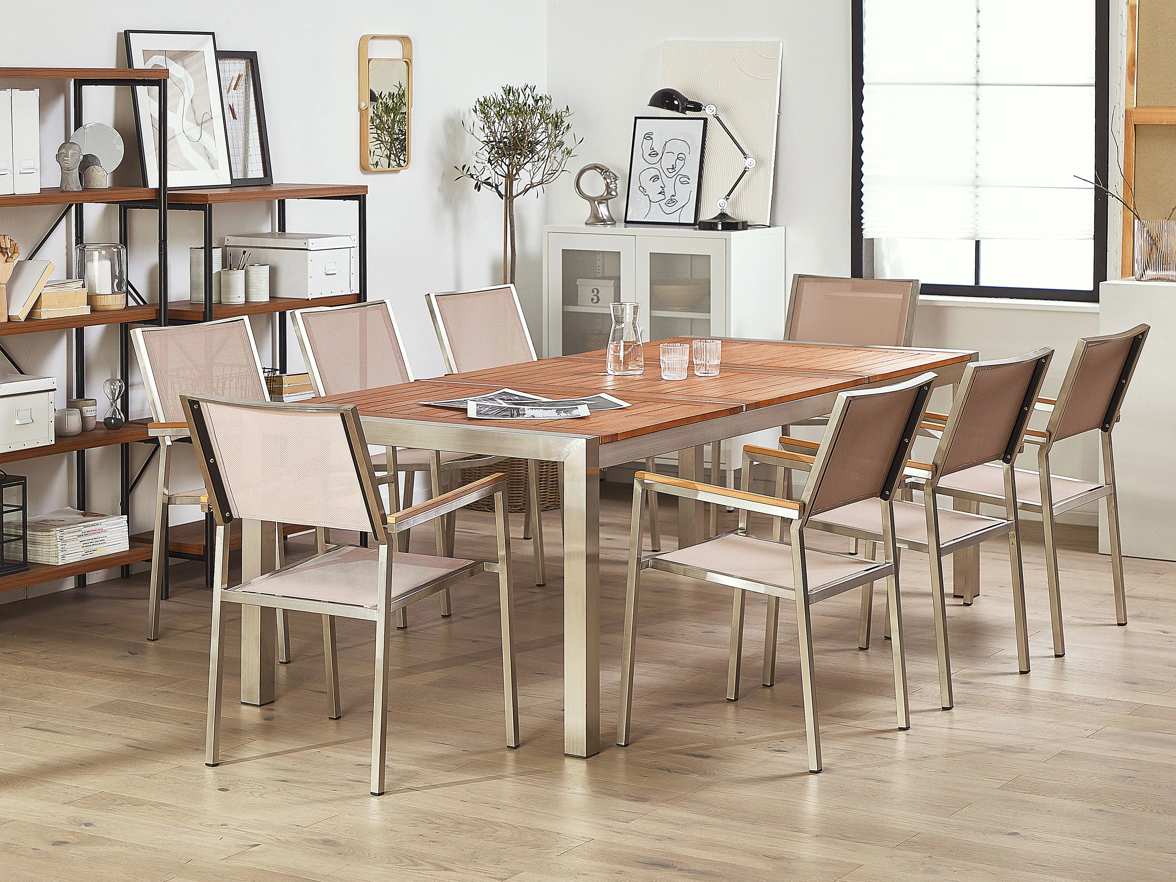 Tuinset 8-zits GROSSETO Eucalyptushout Bruin/beige