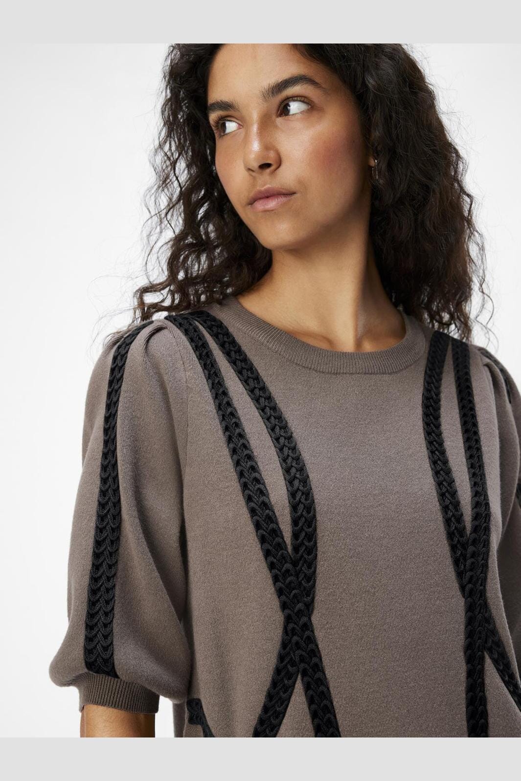 Object Objulla Knit 2/4 Lo Dress 134 4645914 morel black