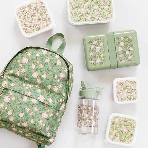 A little lovely company drinkfles met rietje - bloesem - groen - 450ml