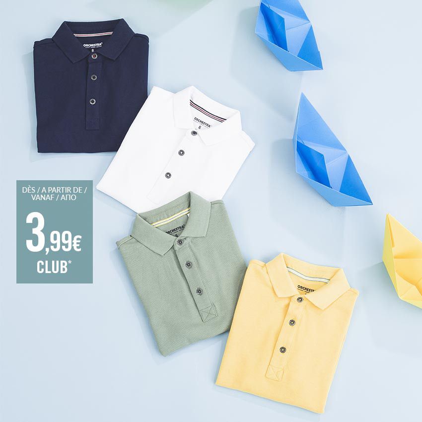 Polo manches courtes uni en coton bio - Blanc