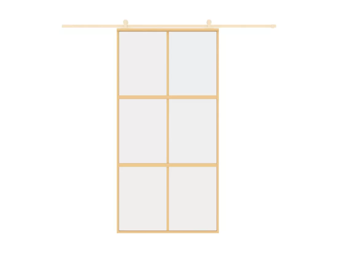 Porte coulissante doré 102,5x205cm verre ESG clair et aluminium