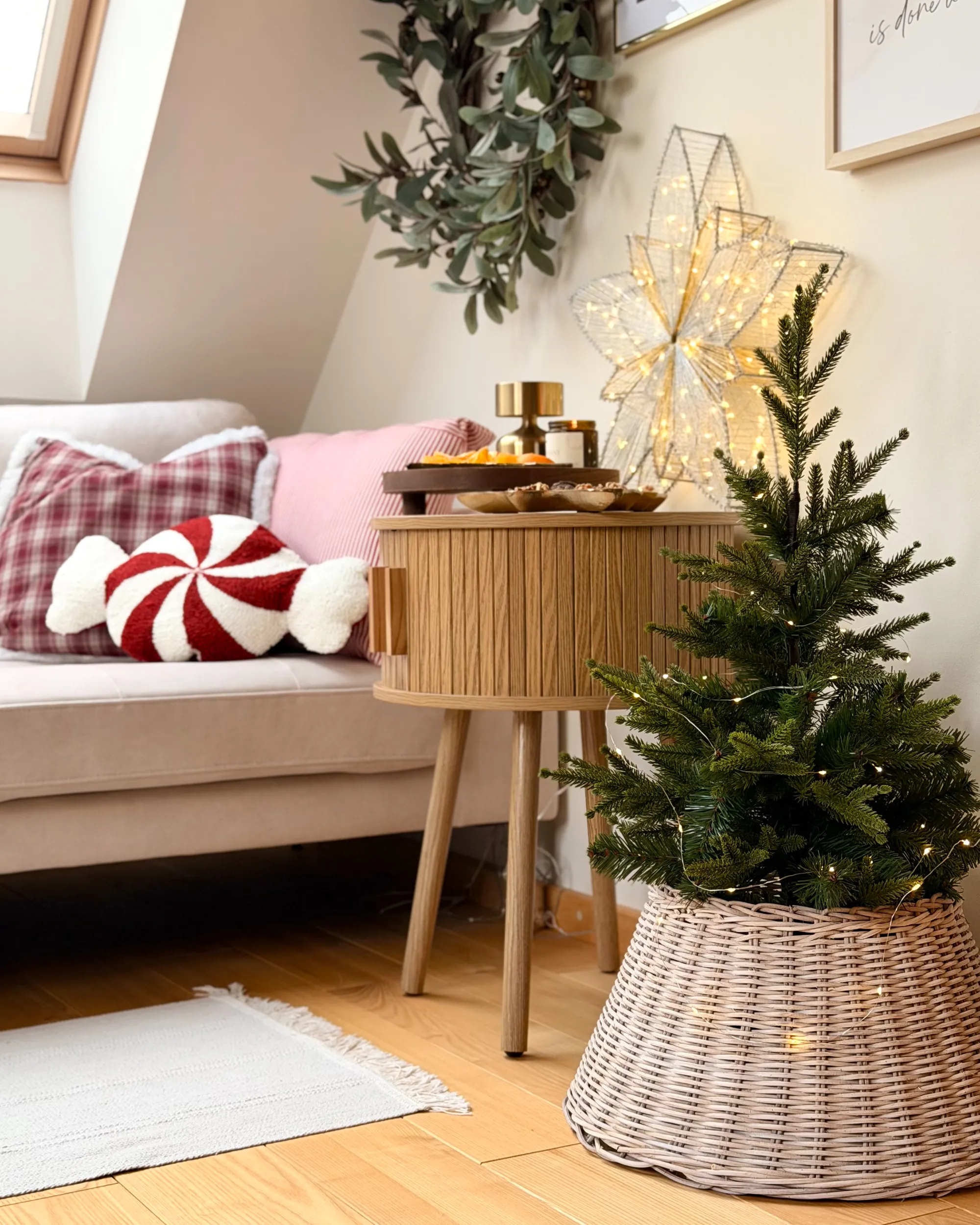 Kerstboomrok FLOCON Rotan Lichtbruin 47 cm
