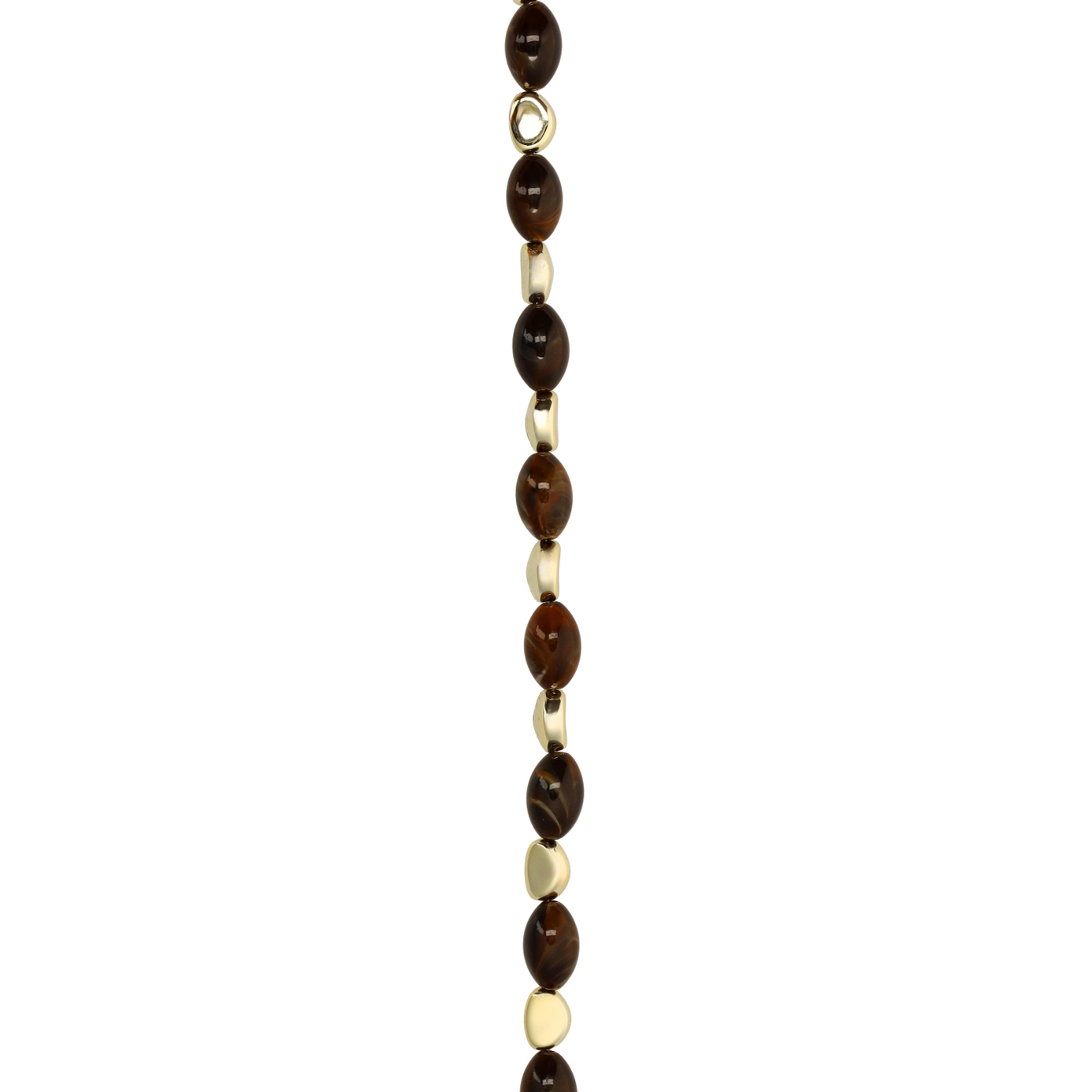 Goudkleurige ketting met bruine kralen
