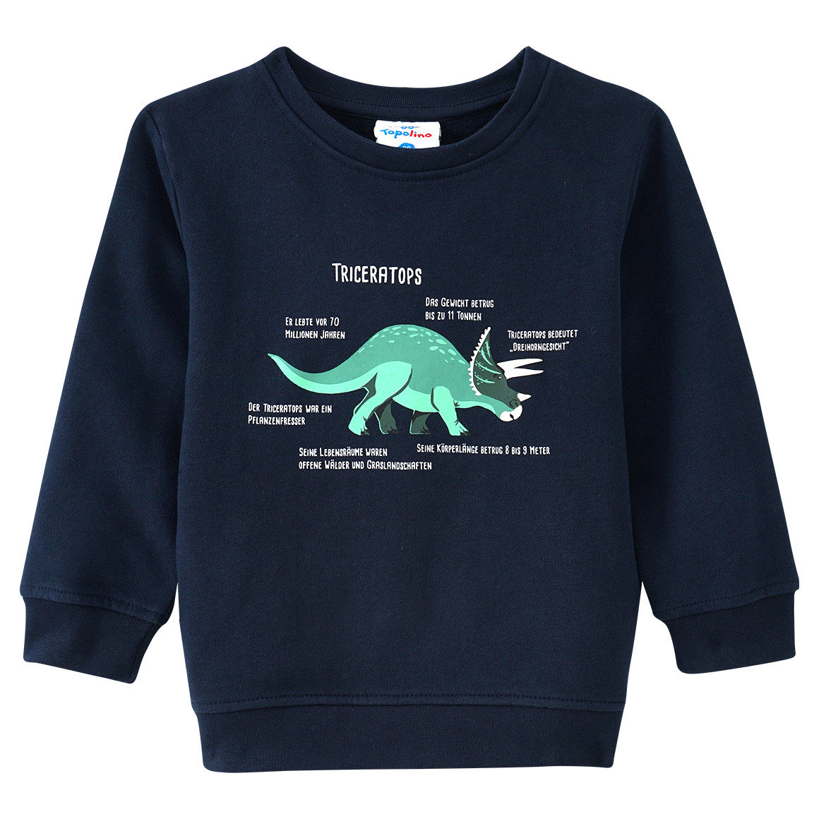 Topolino Kinder Sweatshirt mit Triceratops-Motiv dunkelblau