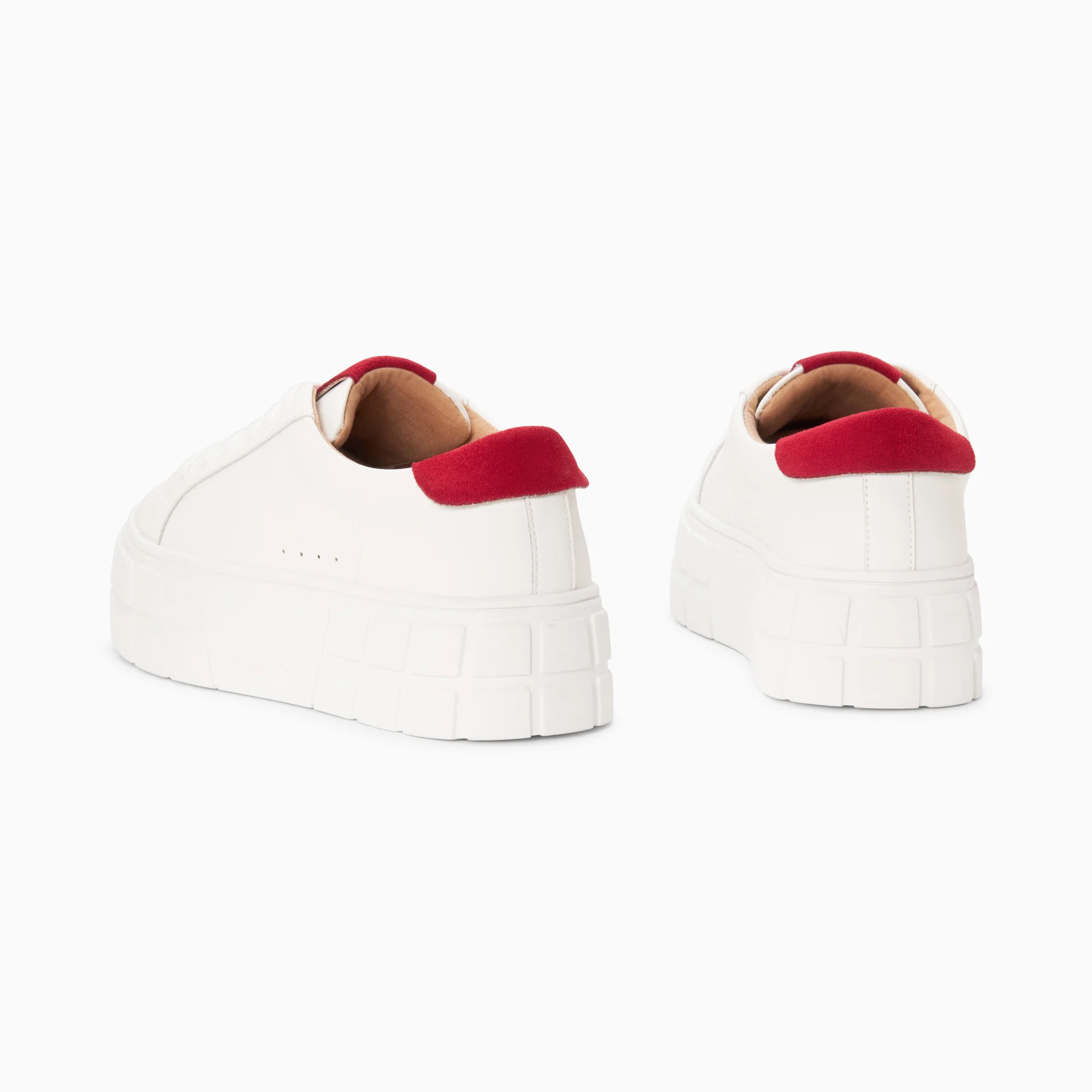 Sneakers-Baskets Meaghan blanc et rouge à plateforme