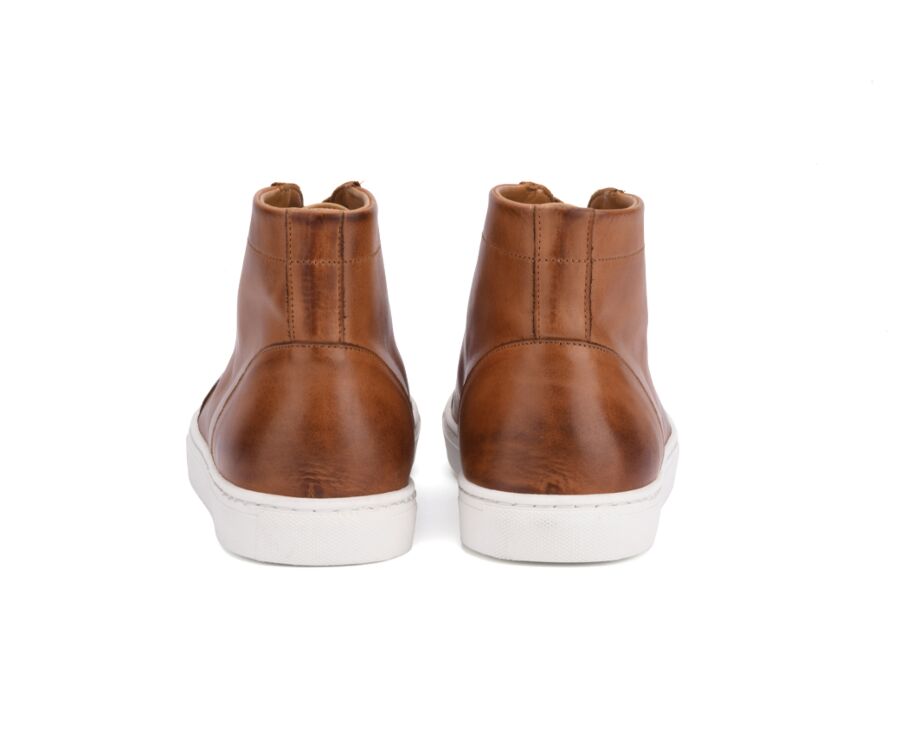 Sneakers montantes homme cuir Châtaigne Patiné - HAWTHORNE