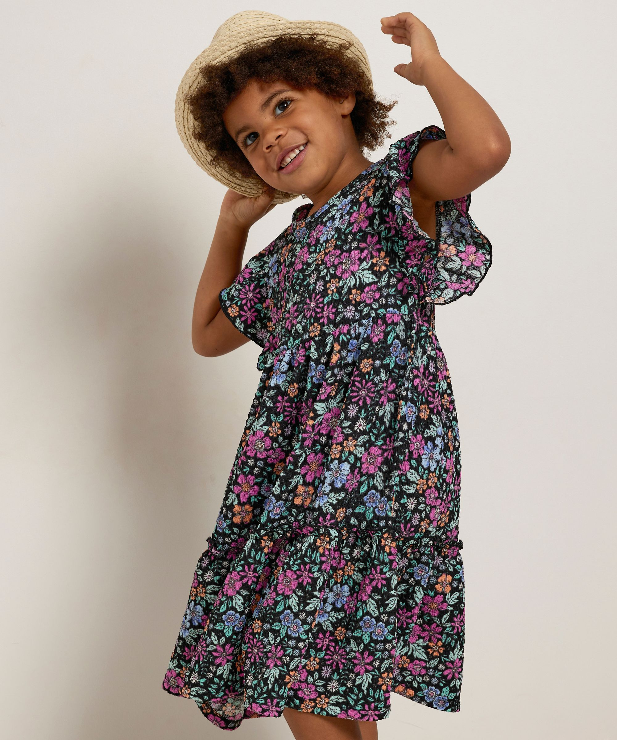 ruche jurk met bloemenprint
