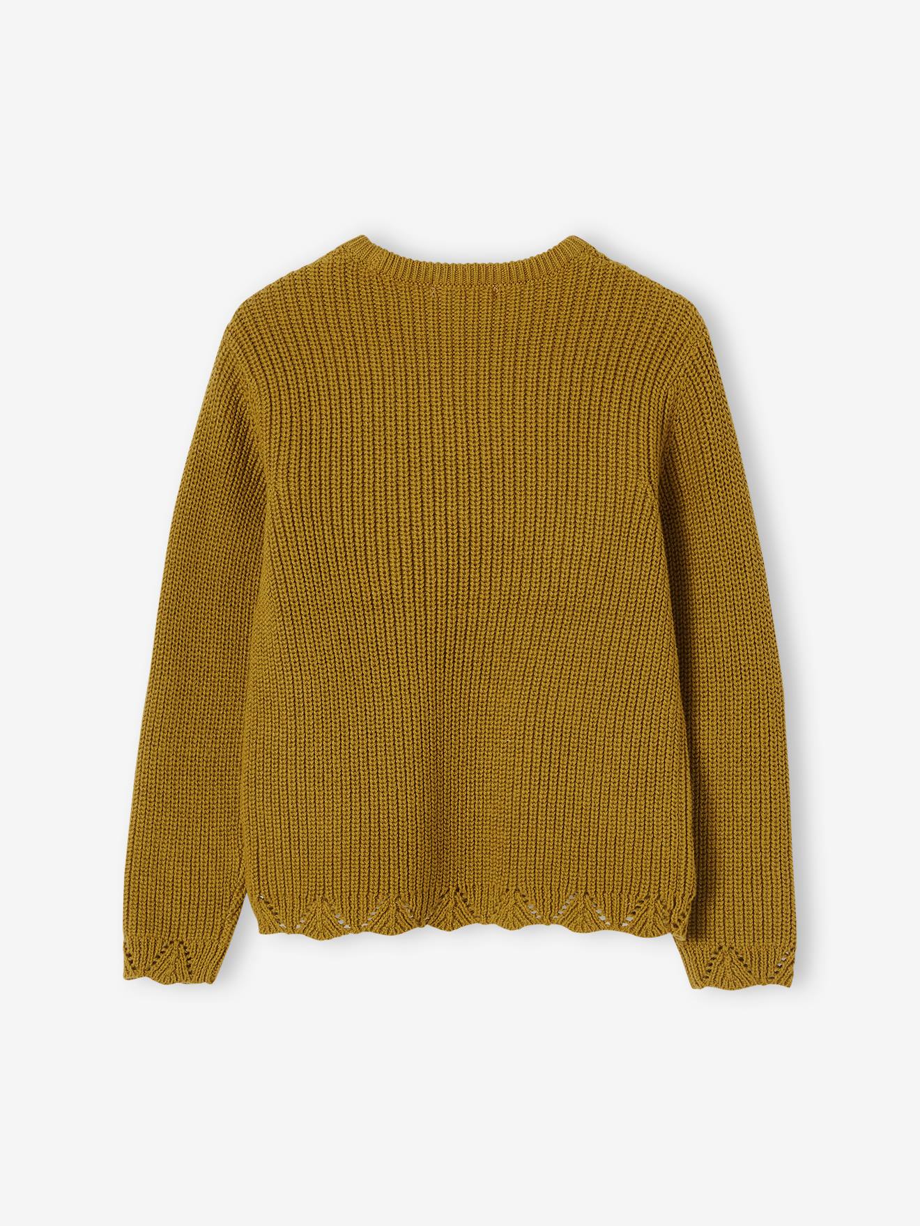 Suéter de tricô elegante com babados, liso, cinza escuro, para menina.