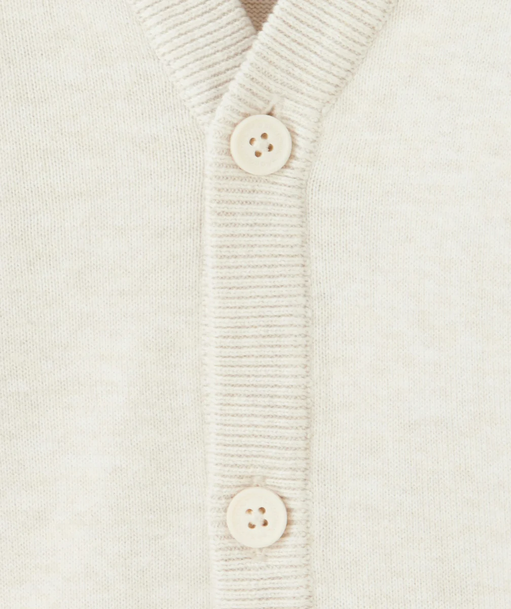 gilet tricot garçon en coton bio écru chiné