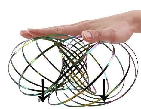 (Ø14cm) Metall Anti Stress Magic Flow Ring Kinder Durchflussring Dekompressions Spielzeug Erweiterbares Fidget Spiel - Irisierend