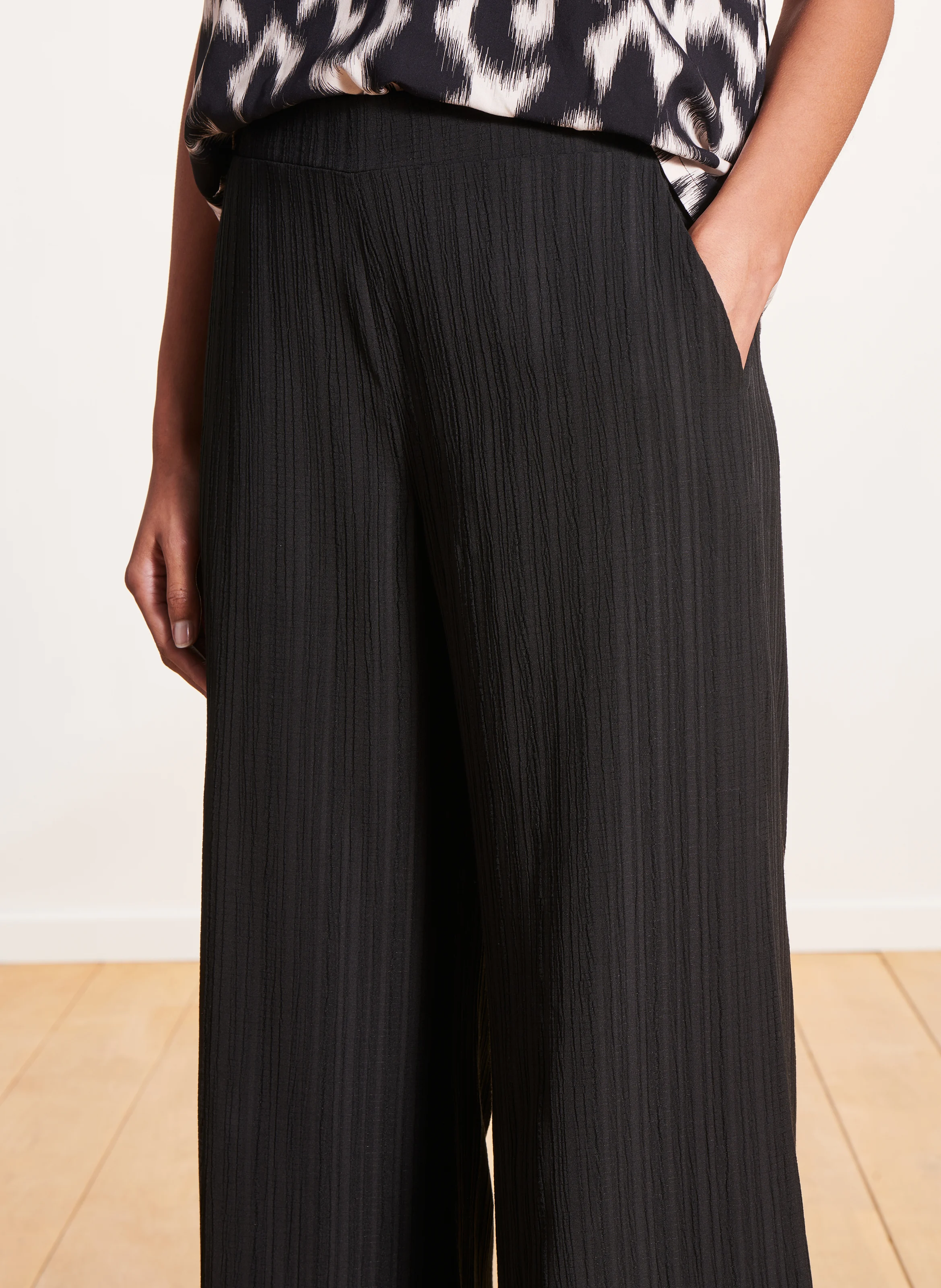 Pantalon large en coton mélangé | Noir