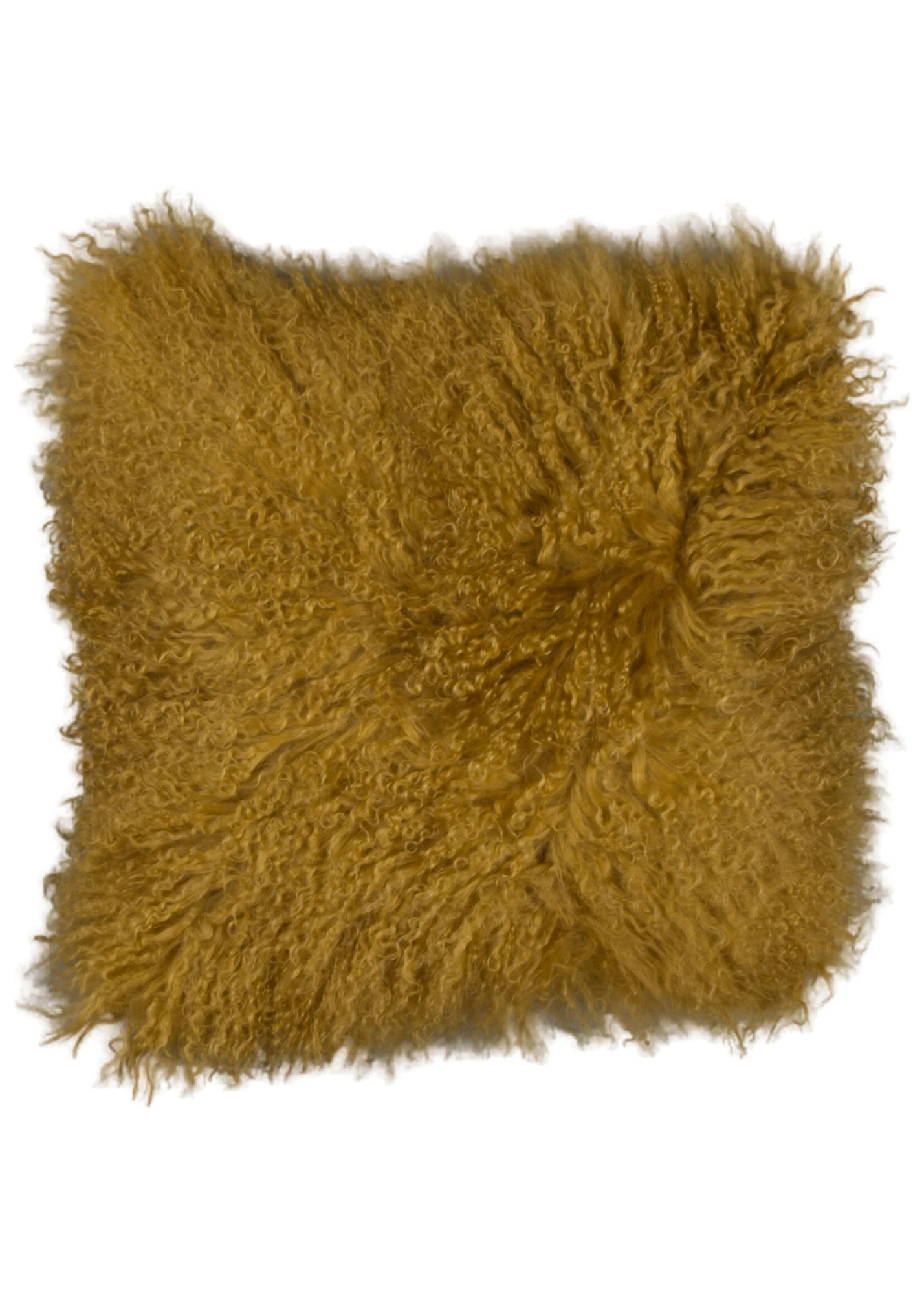 Kussen Tibetaans Schapenvacht 45x45 cm Okergeel