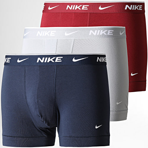 Lot De 3 Boxers Everyday Cotton Stretch KE1008 Bordeaux Gris Bleu Marine