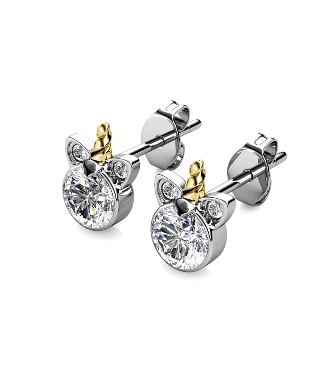 Boucles d'oreilles Unicorn - Argenté et Cristal