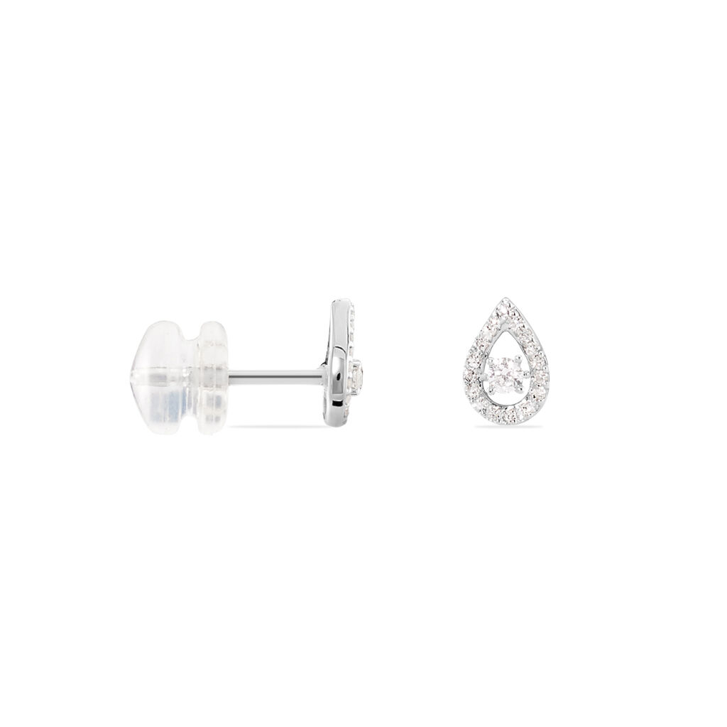 Boucles D'oreilles Puces Domitia Or Blanc Diamant