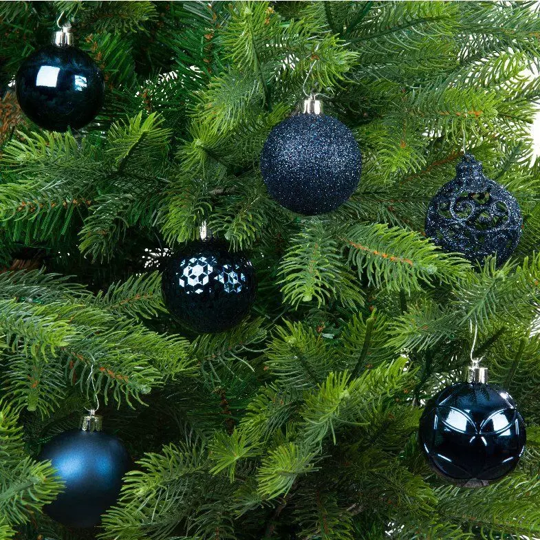 Lot de 37 boules de Noël (D60 mm) Alpine Mix Bleu nuit