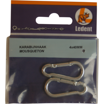 Ledent karabijnhaak 4x40 mm verzinkt (2 stuks)