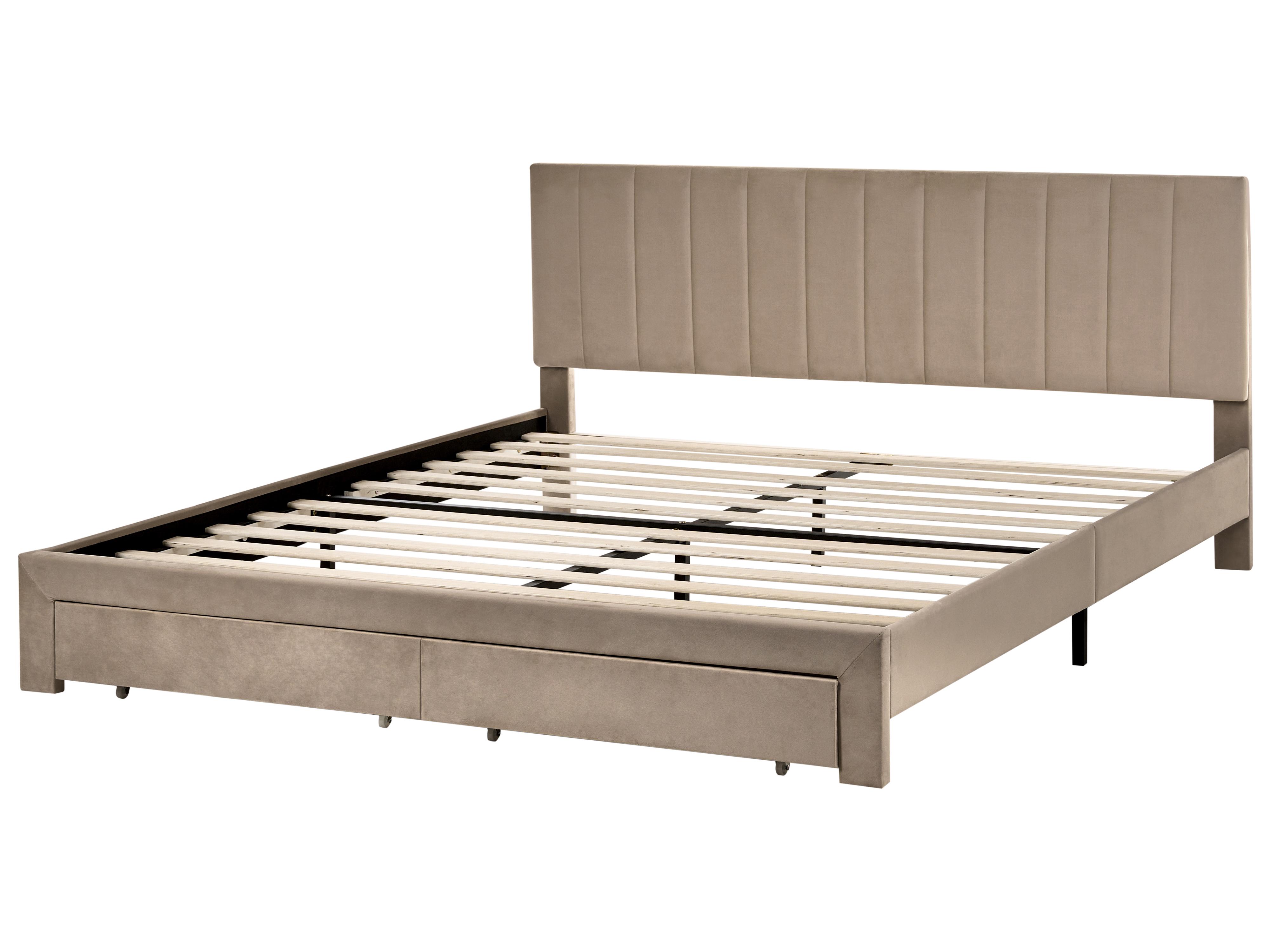 Bed met opbergladen Fluweel LONZAC 180 x 200 cm Taupe