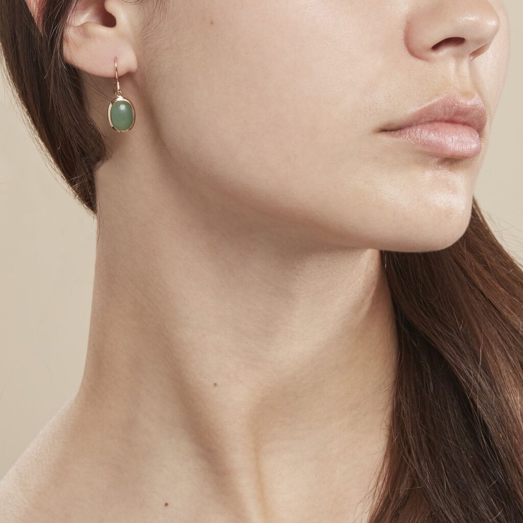 Boucles D'oreilles Pendantes Veina Plaqué Or Jaune Aventurine