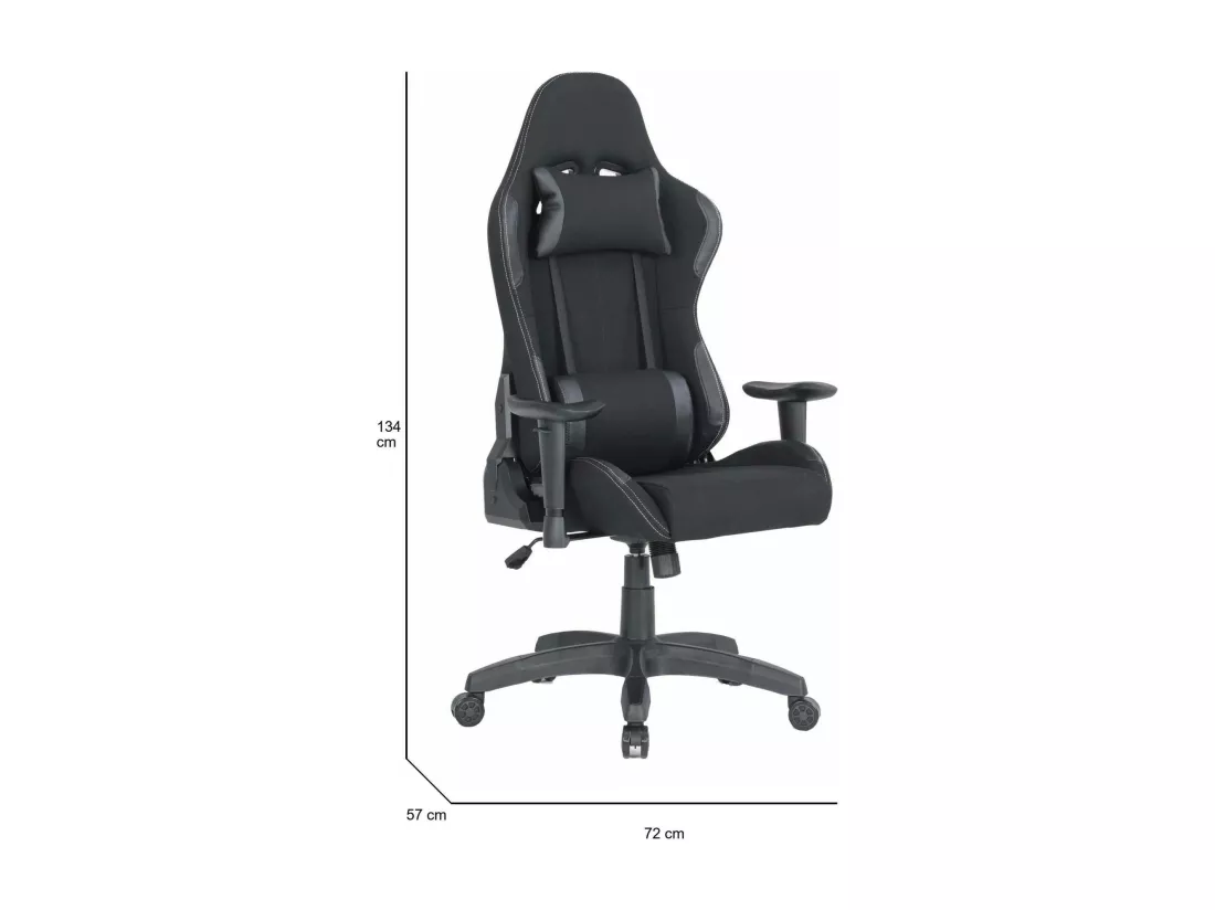 Chaise de jeu Bundaberg, Fauteuil de jeu pour adultes, Chaise de bureau, 57x72h124/134 cm, Noir