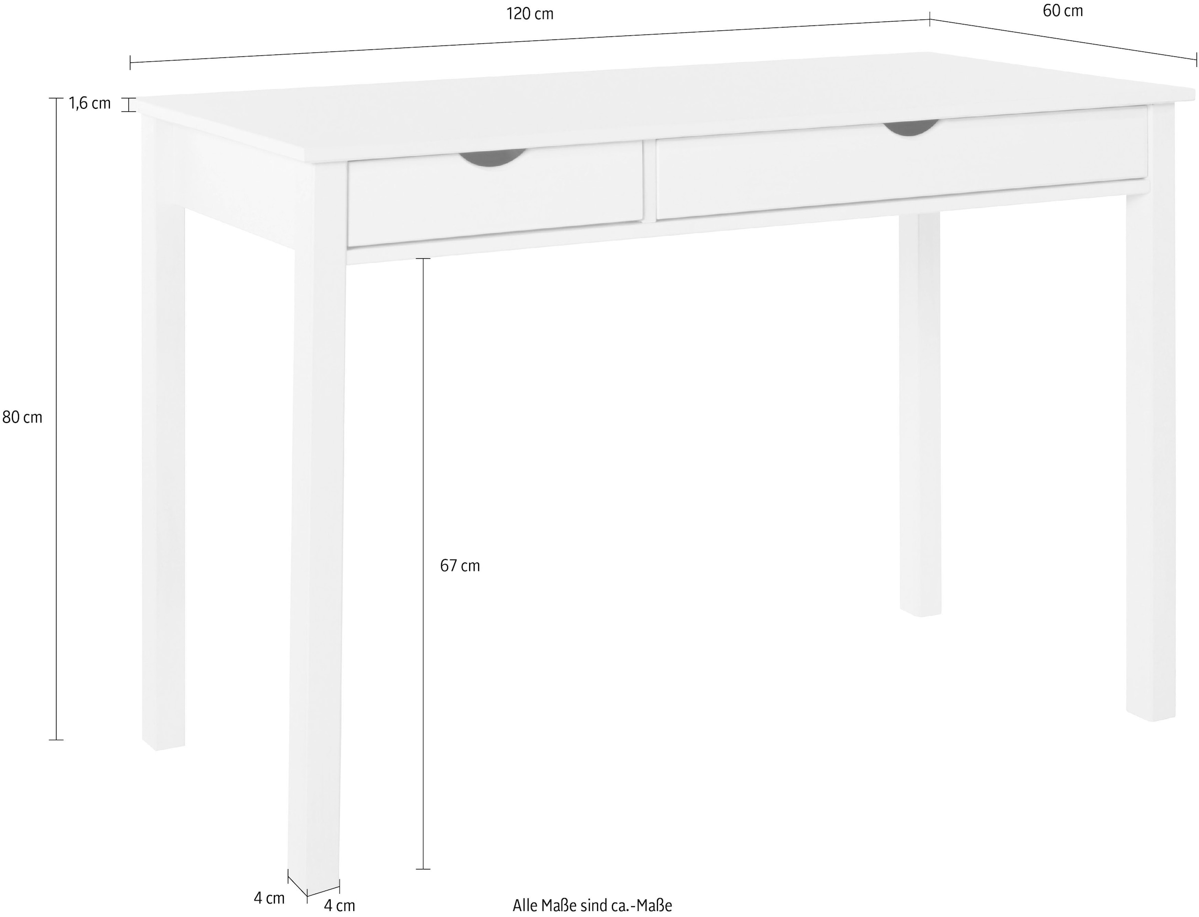 INOSIGN Schreibtisch »Gava« massives Kiefernholz, für das home office, Laptoptisch Breite 120 cm
