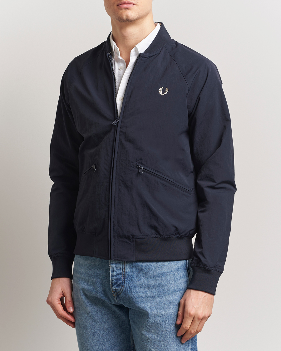 Fred Perry Textured Tennis Bomber Jacket Navy