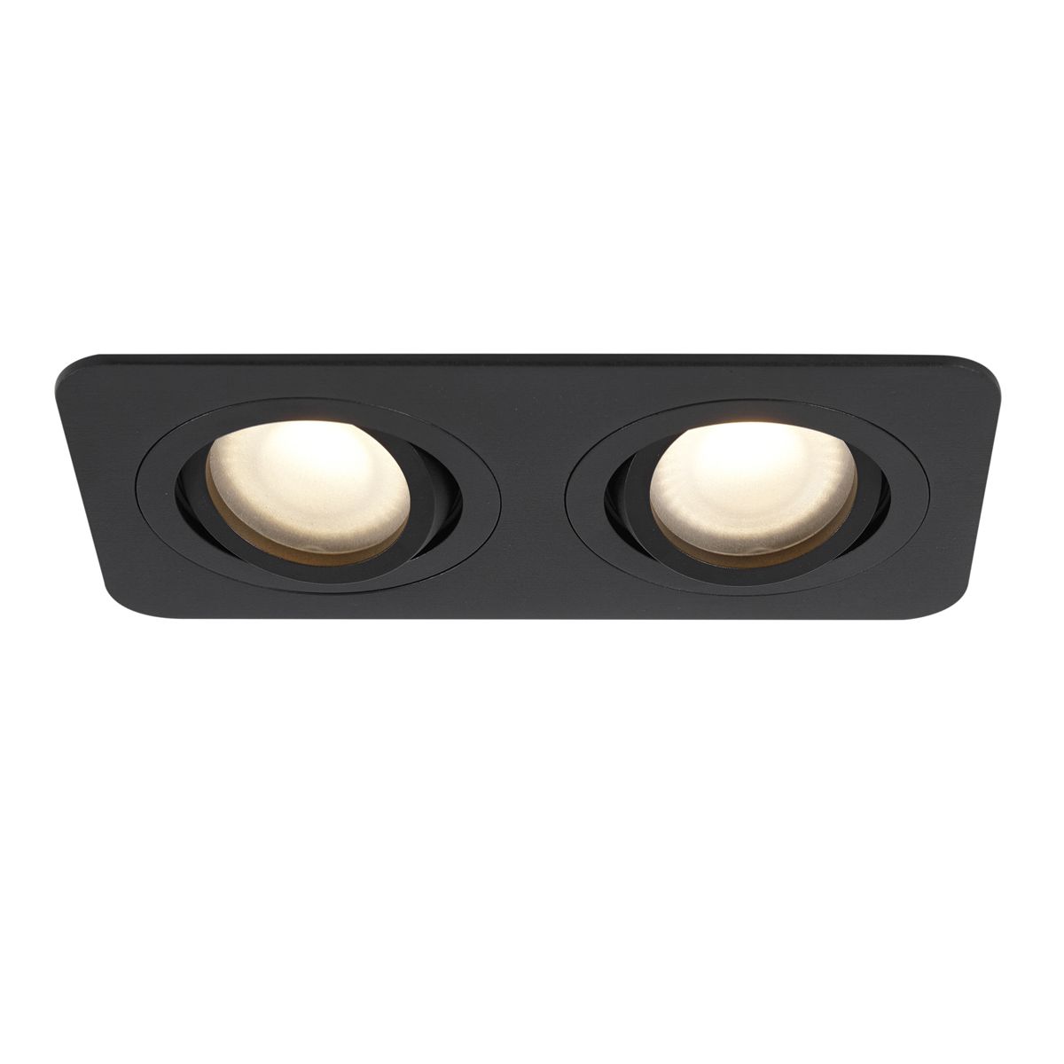 Set van 6 Afgeronde inbouwspot zwart GU10 50mm draai- en kantelbaar IP44 2-lichts - Alberto