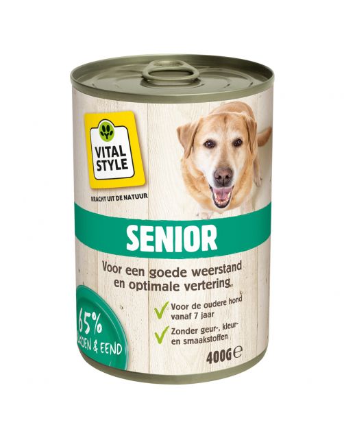 Vitalstyle Blik Vitaal Vlees Senior - Hondenvoer - 400 g