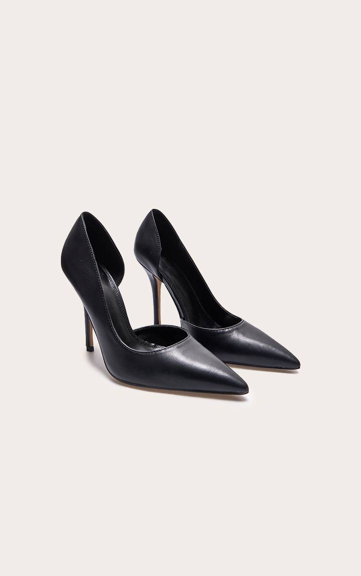 Noir Escarpins À Talons Hauts En Synthétiquecuir À Bout Pointu Et Découpes Incurvées