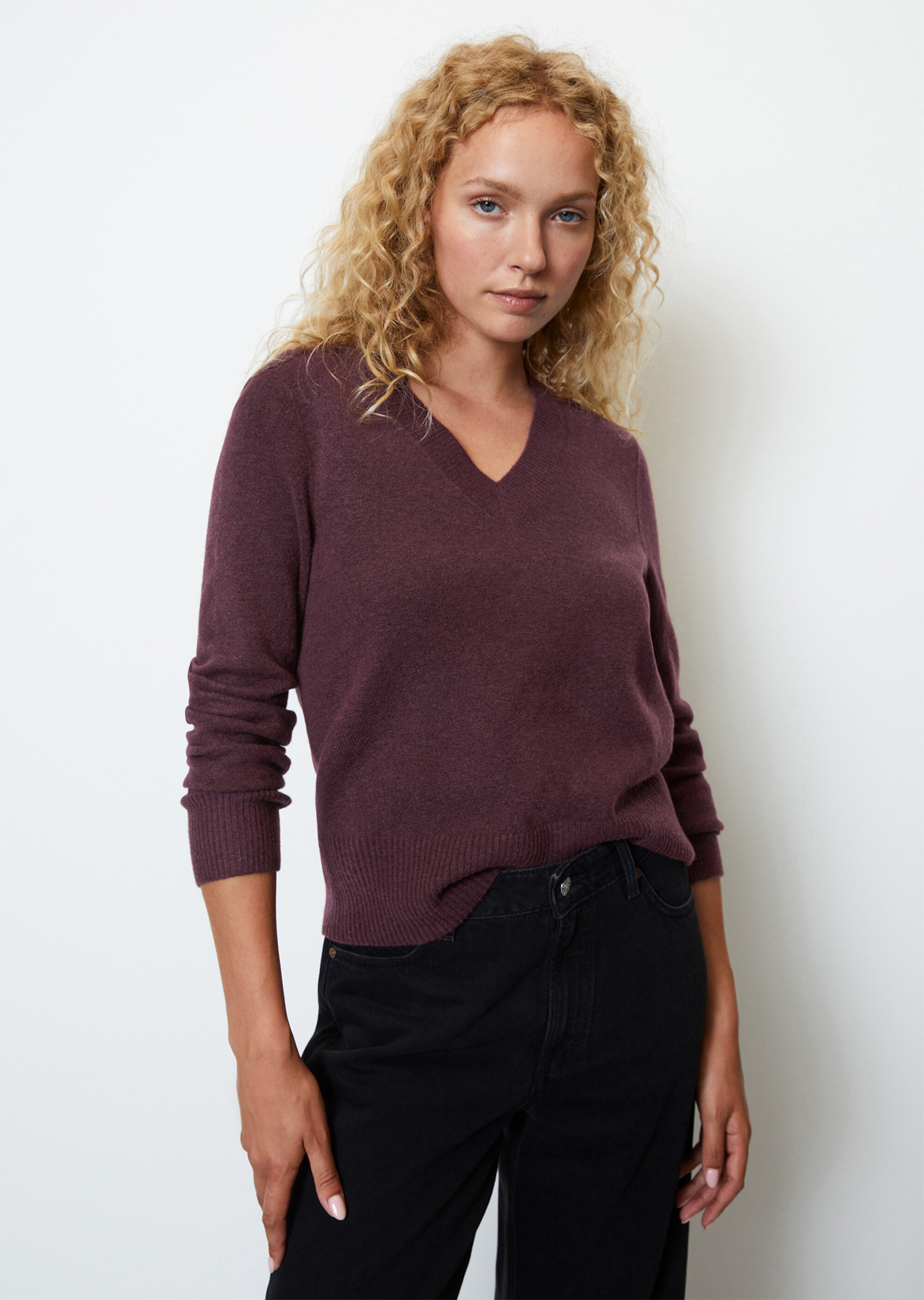 V-Neck-Strickpullover aus softem Schurwolle-Mix