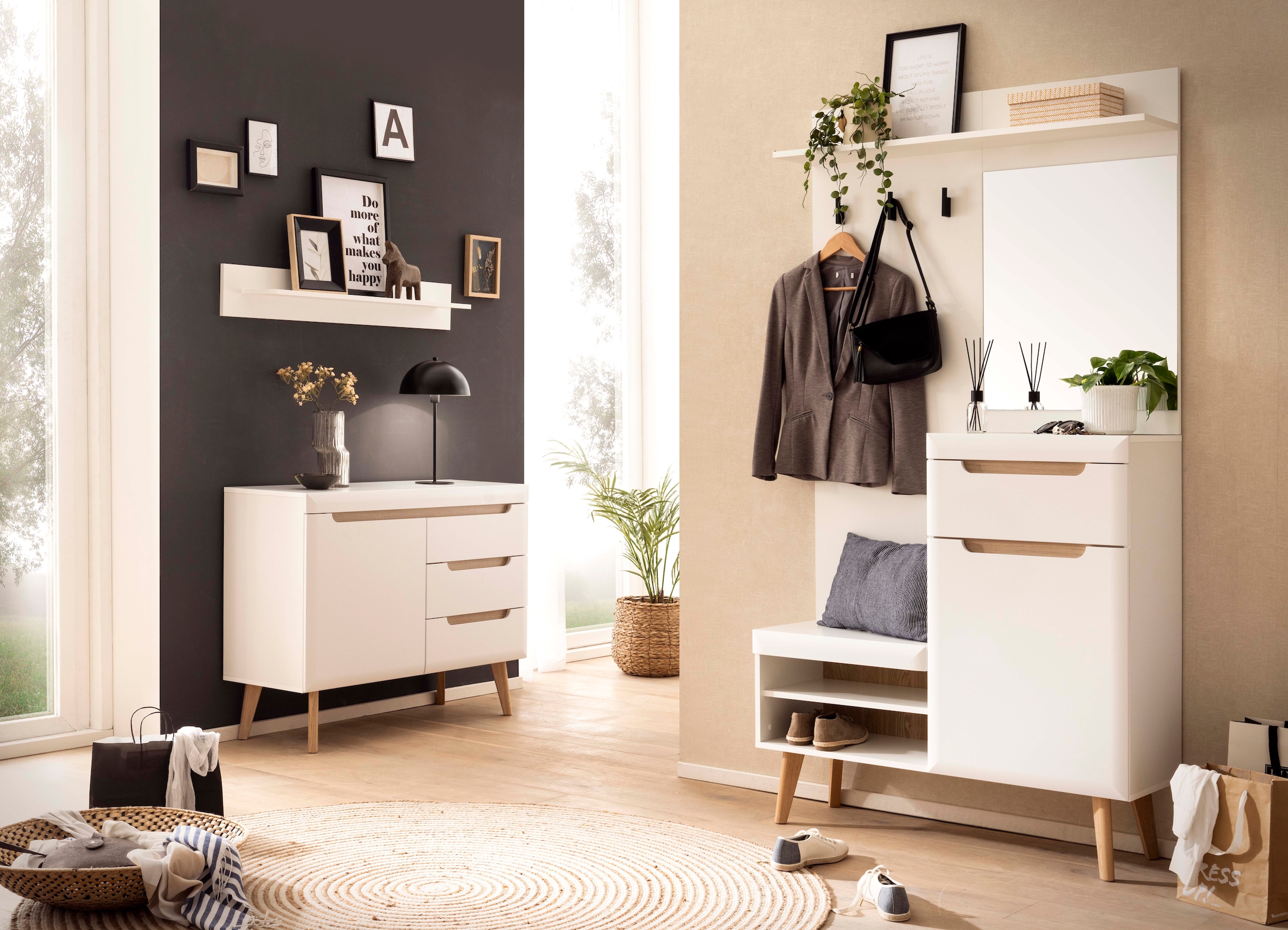 Home affaire Garderoben-Set »Torge, Garderobe mit Stauraum, Garderobenschrank im Scandic Design« Set, 3 Stk. tlg.