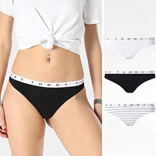 Lot De 3 Strings Femme 4600 Noir Blanc