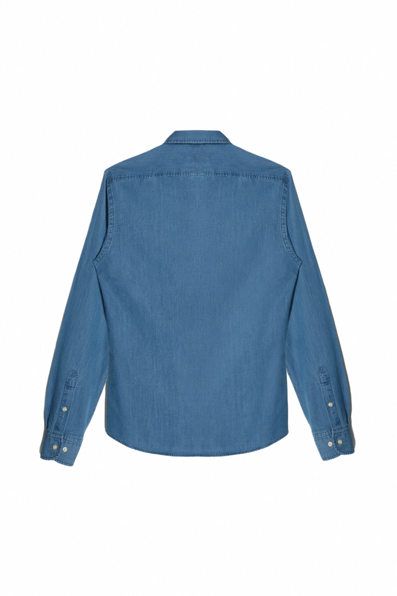 Camisa jeans de manga comprida com modelagem slim fit - Azul