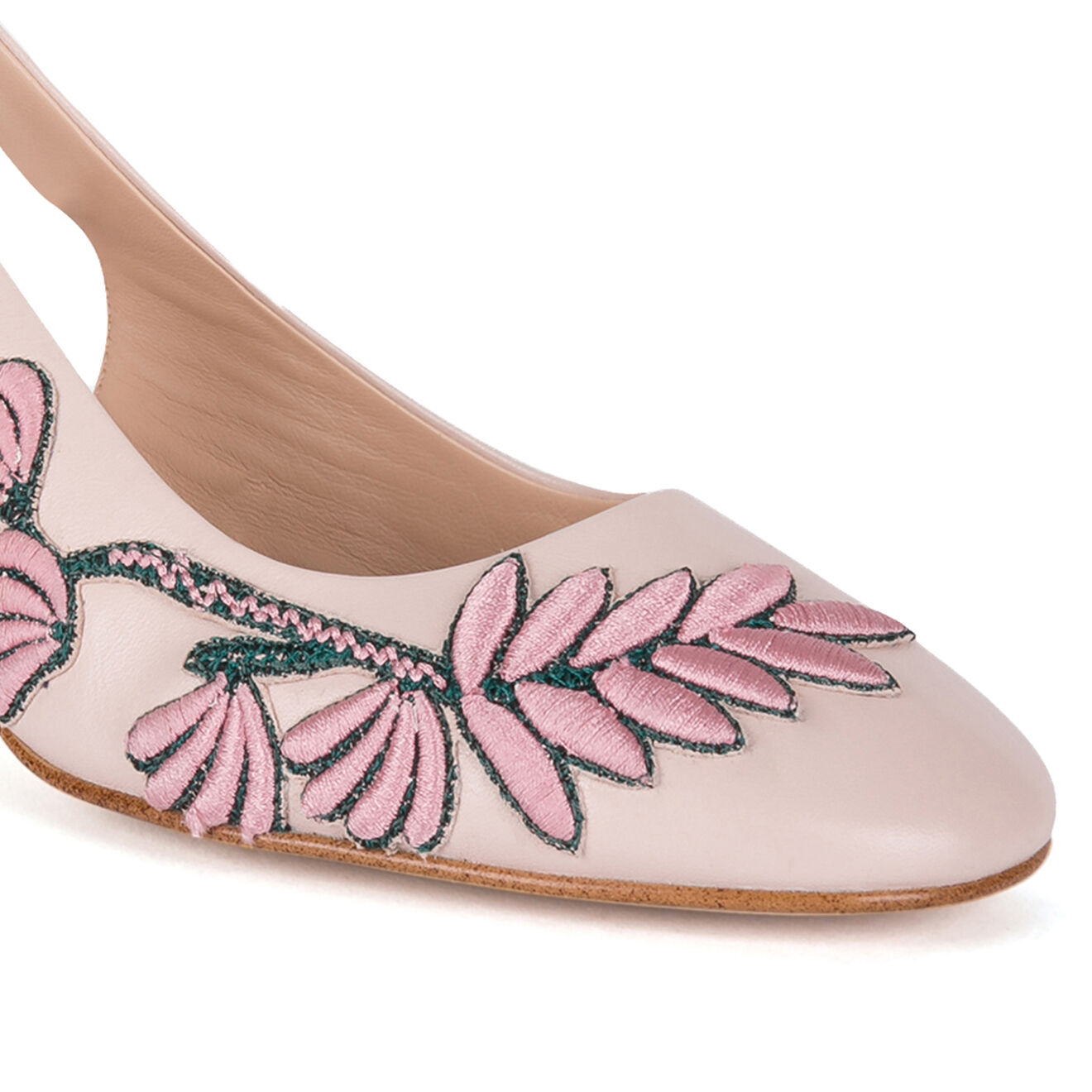 What For Babies en Cuir Aria fleurs brodées roses - Talon 6 cm
