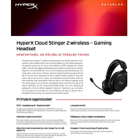 HyperX Cloud Stinger 2 trådløst gaming headset - sort