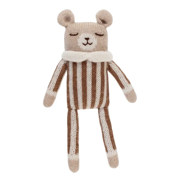 Main Sauvage Doudou Ourson barboteuse rayée | Noisette
