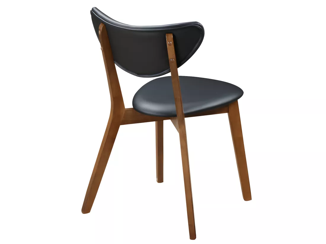 Lot de 2 chaises en simili et bois d'hévéa naturel foncé - Noir - LISETTE