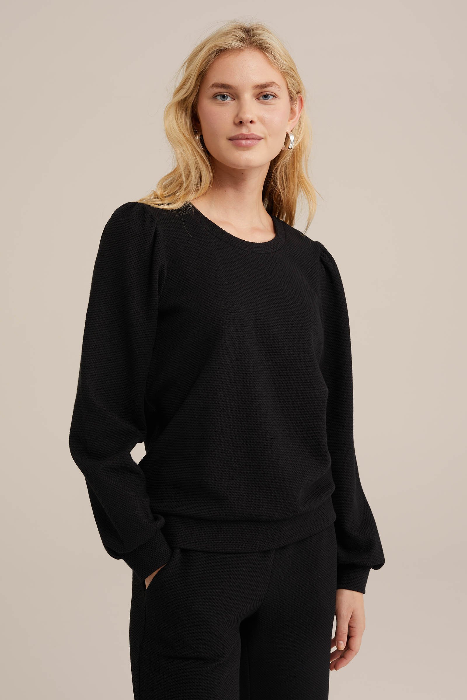 sweater met structuur WE Fashion Zwart
