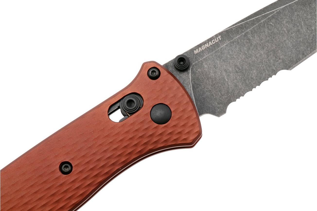 Benchmade Bailout 537SBK-07 Blackwashed Cerakote CPM Magnacut Tanto Serrated, Burnt Copper Aluminium, zakmes