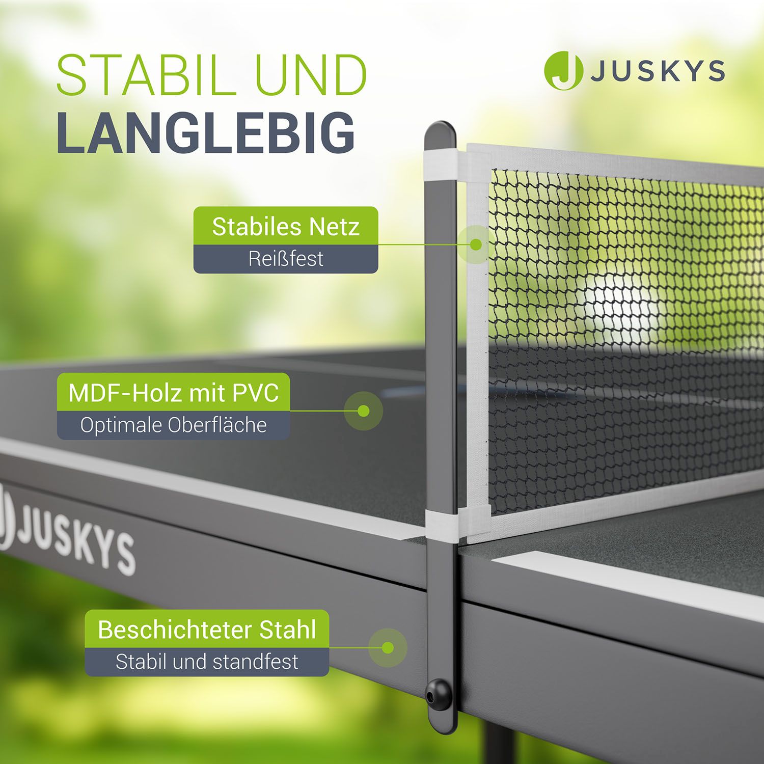 Juskys Mini Tischtennisplatte Flexi mit Zubehör - Tisch klappbar - Indoor Tischtennis für Zuhause - Schwarz