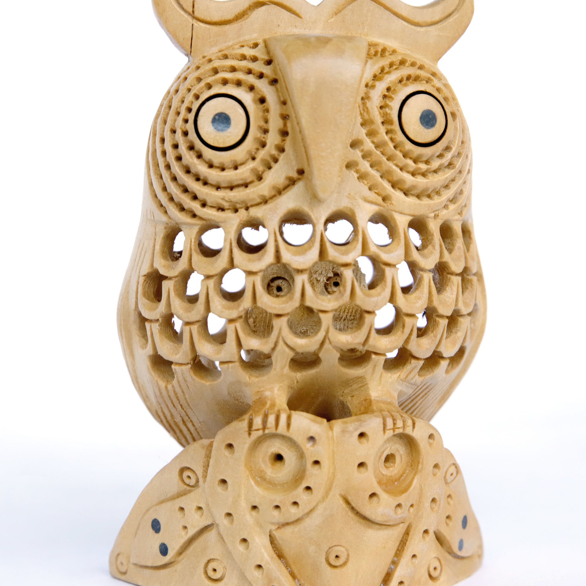 Eule in Eule aus Holz, H 10 cm, B 6,8 cm, T 3,8 cm von fischer's lagerhaus