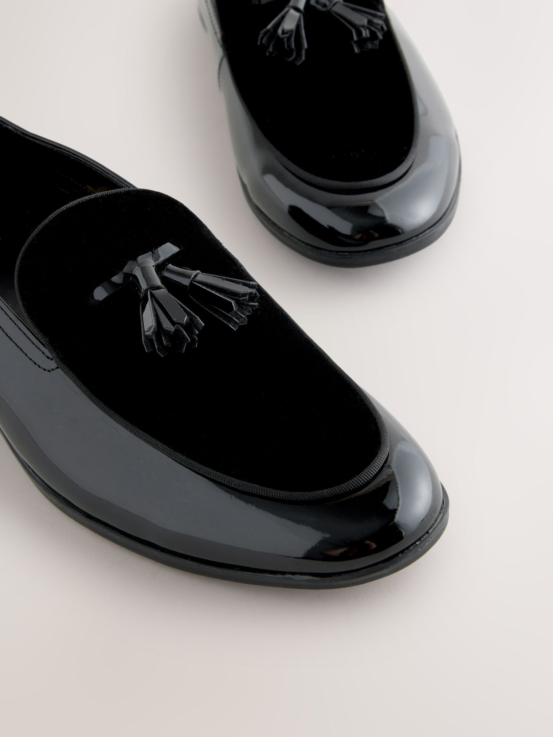 Zwart - Patent Velvet Tassel Loafers